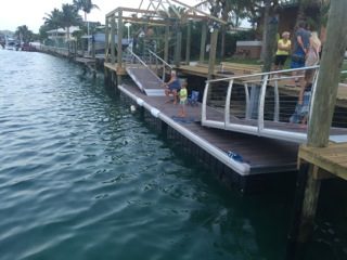Gangway and floating dock along a canal