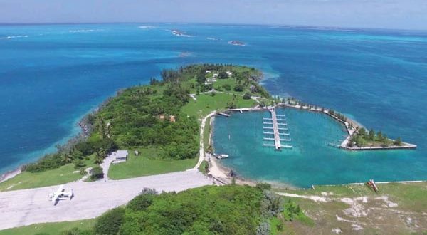 Aerial view of Walker's Cay marina